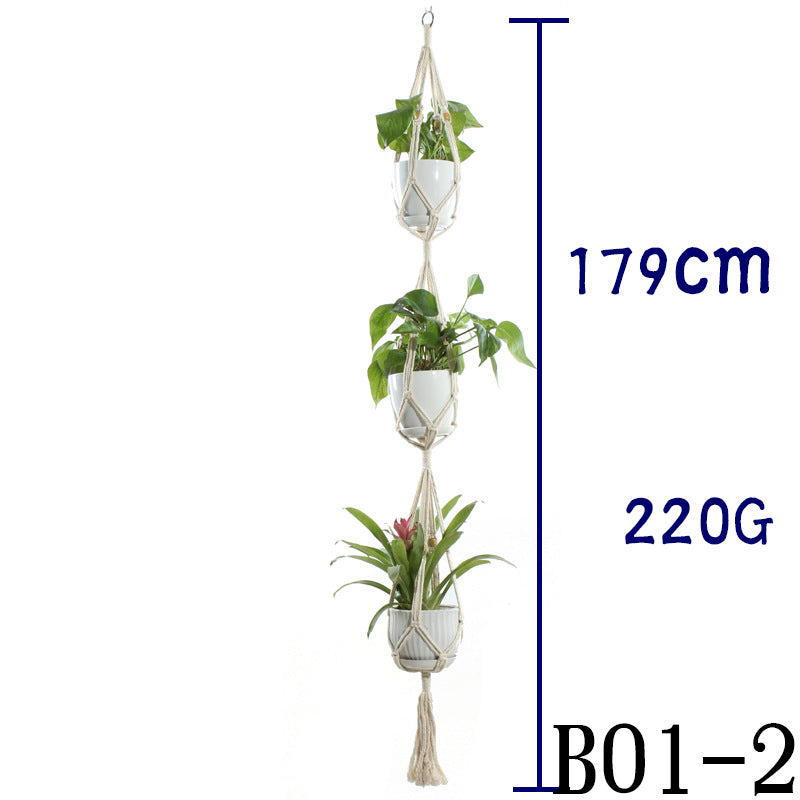 Triple tier macramé plant hanger, 179cm