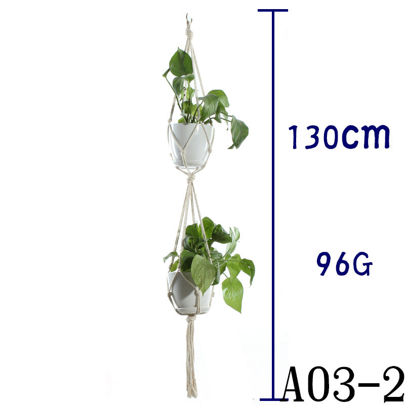 Double tier macramé plant hanger, 130cm