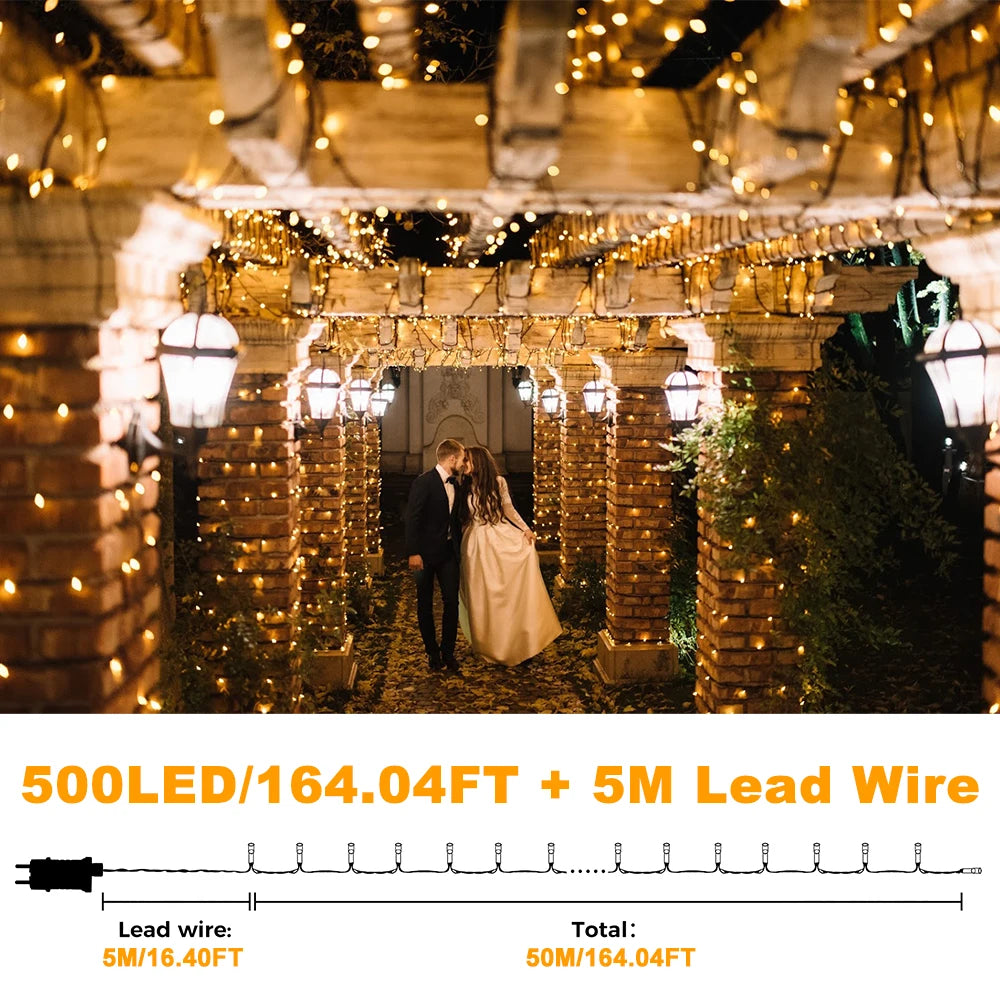 Warm White Fairy Lights – 50m, 500 LEDs, with Remote