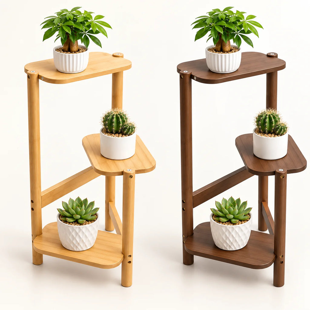 Bamboo Corner Plant Stand – 3 Tier