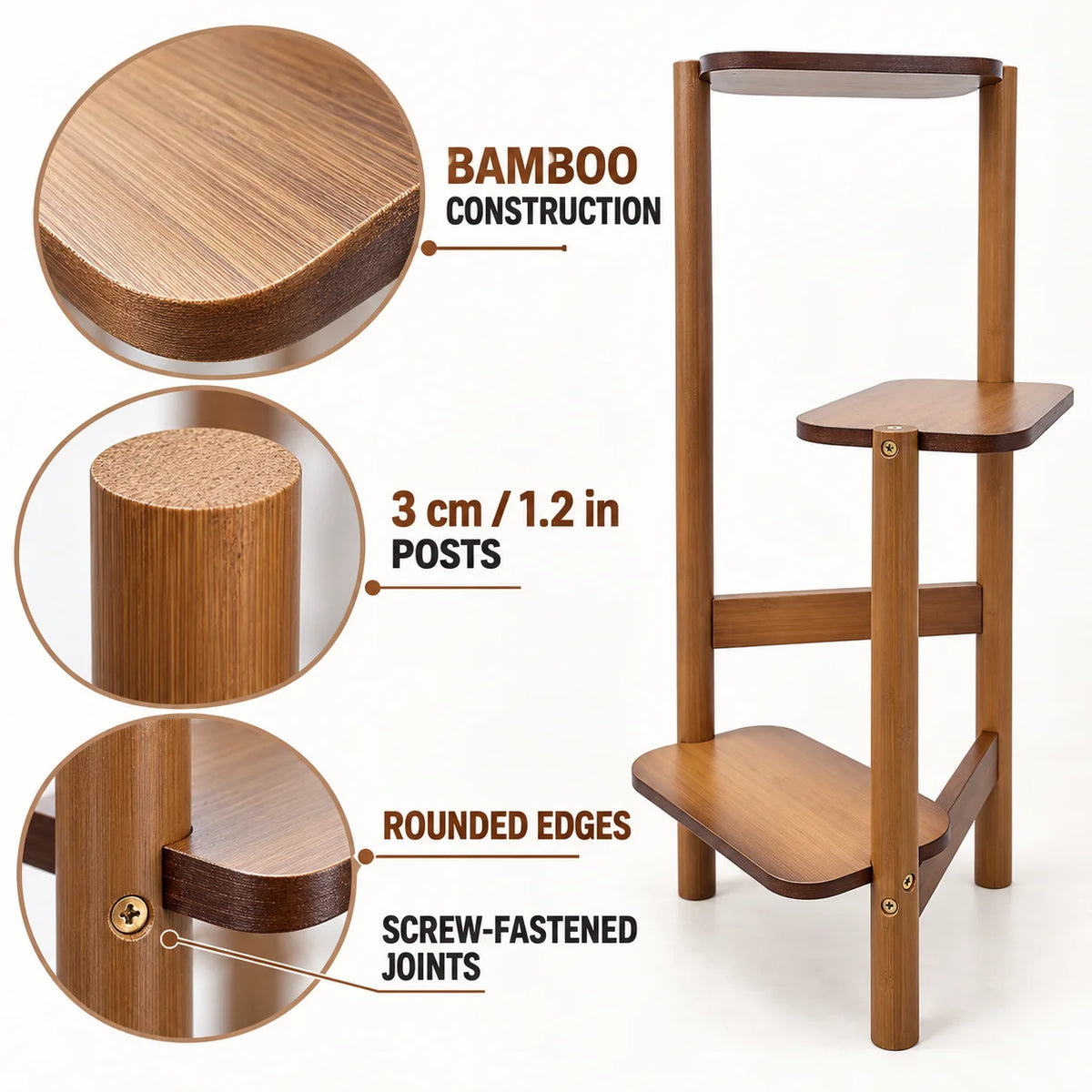 Bamboo Corner Plant Stand – 3 Tier