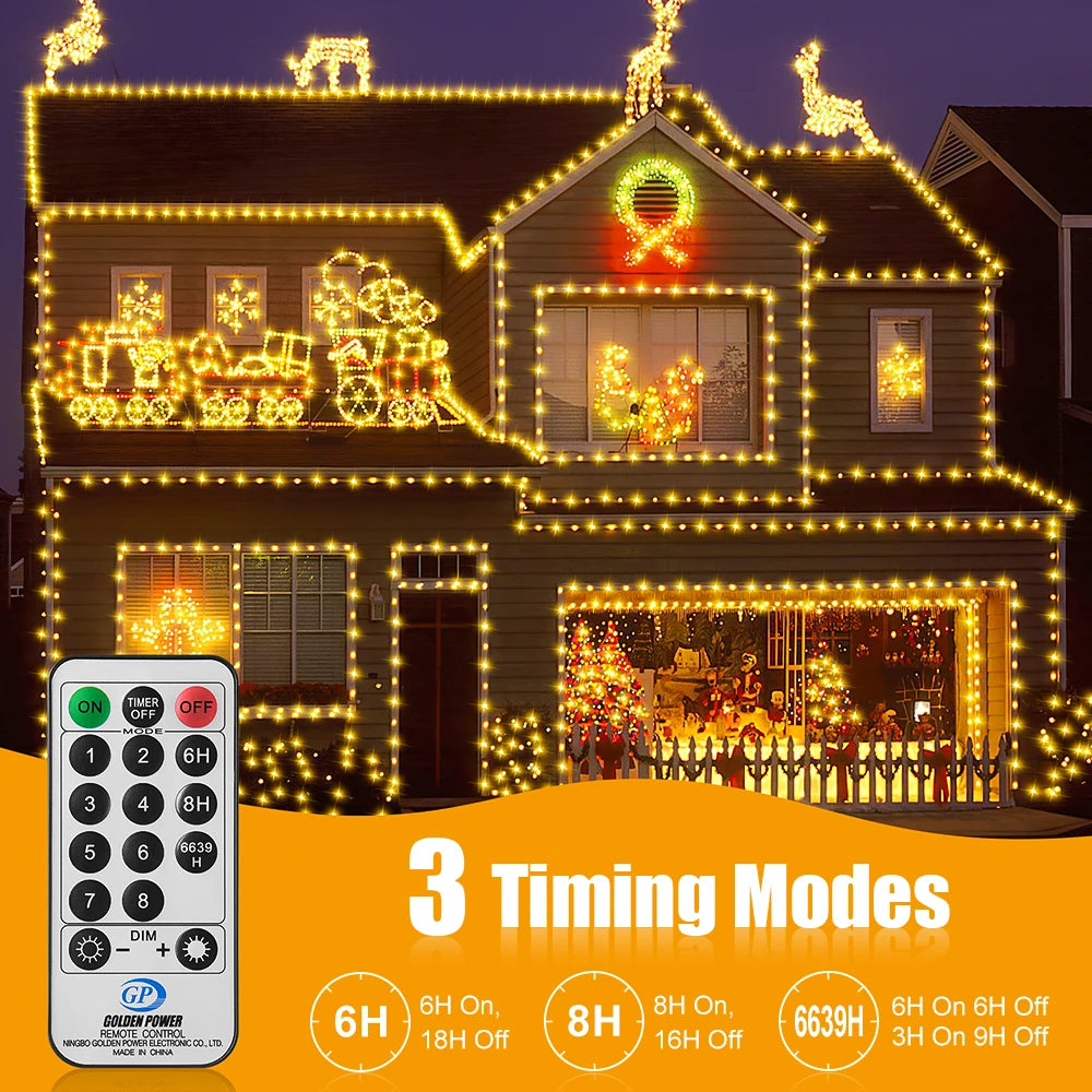 Warm White Fairy Lights – 50m, 500 LEDs, with Remote