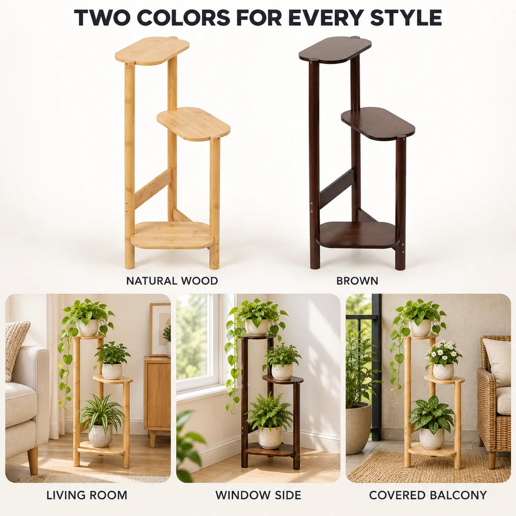 Bamboo Corner Plant Stand – 3 Tier