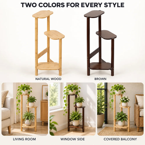 Bamboo Corner Plant Stand – 3 Tier