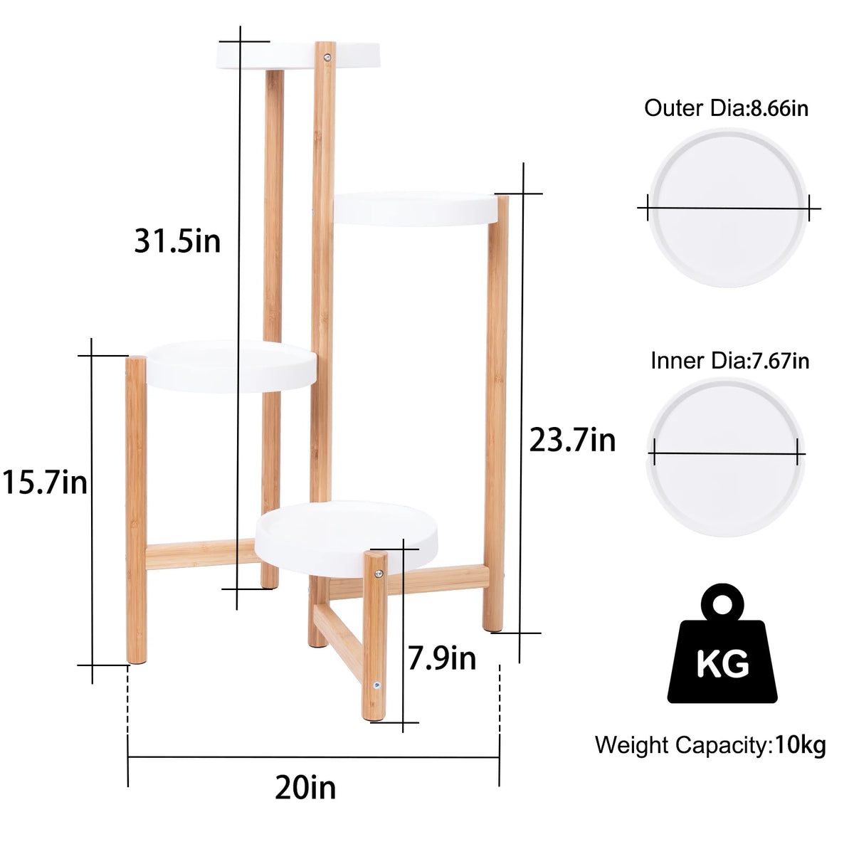 Four-Tier Bamboo Plant Stand for Small Spaces