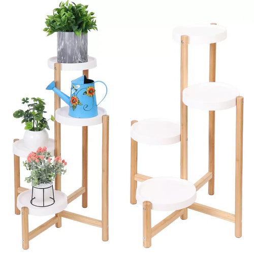 Four-Tier Bamboo Plant Stand for Small Spaces