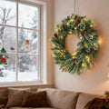 Pre-Lit Christmas Wreath – Warm White LED, 61cm