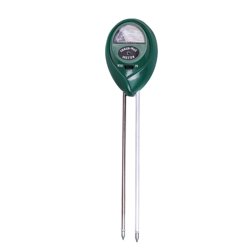 Green 3-in-1 soil meter with twin probes