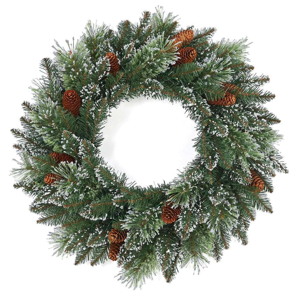Pre-Lit Christmas Wreath – Warm White LED, 61cm