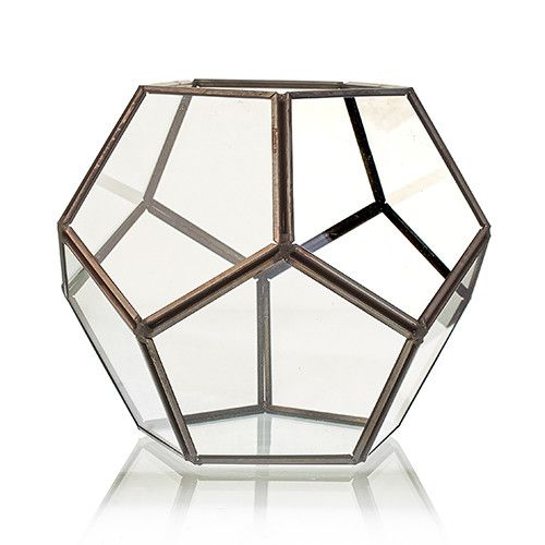 Octagonal Glass Terrarium with Brass Frame